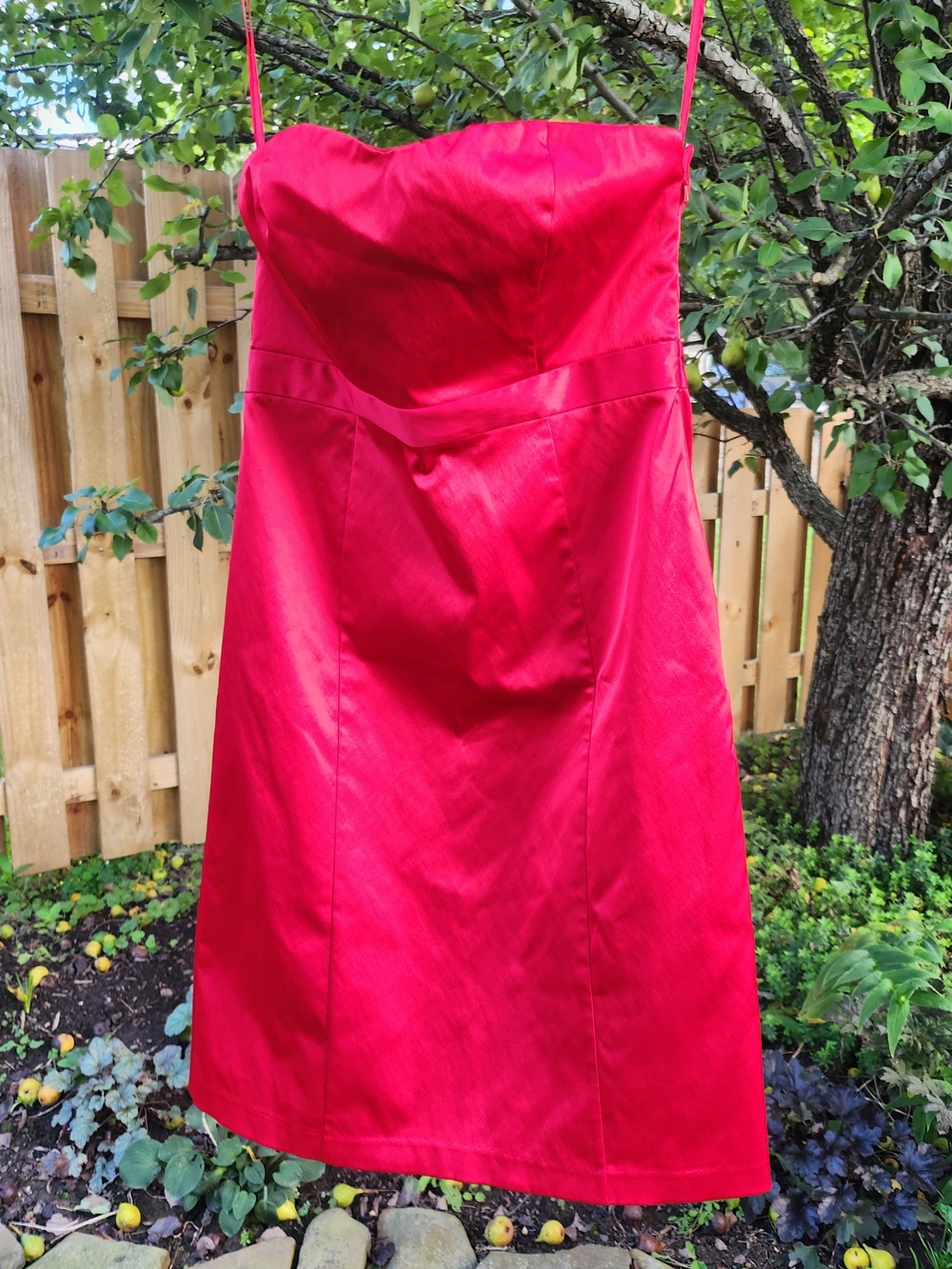The Limited Sz 12 Strapless Red Satin Cocktail Dress